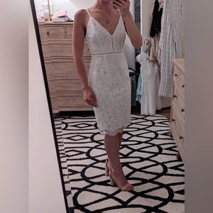 Worn Once! ASTR The Label White Lattice Inset Scalloped Lace Dress XS